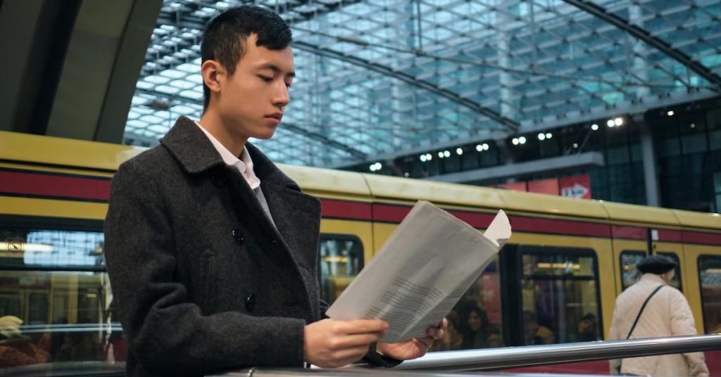 a man reading a newspaper