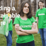 kids as volunteers standing together for building a sustainable future.
