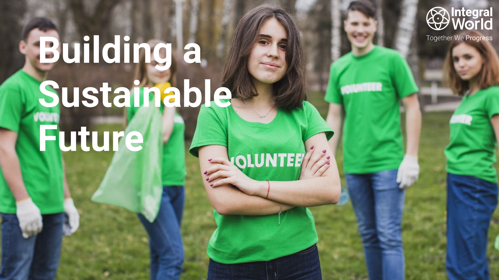 kids as volunteers standing together for building a sustainable future.