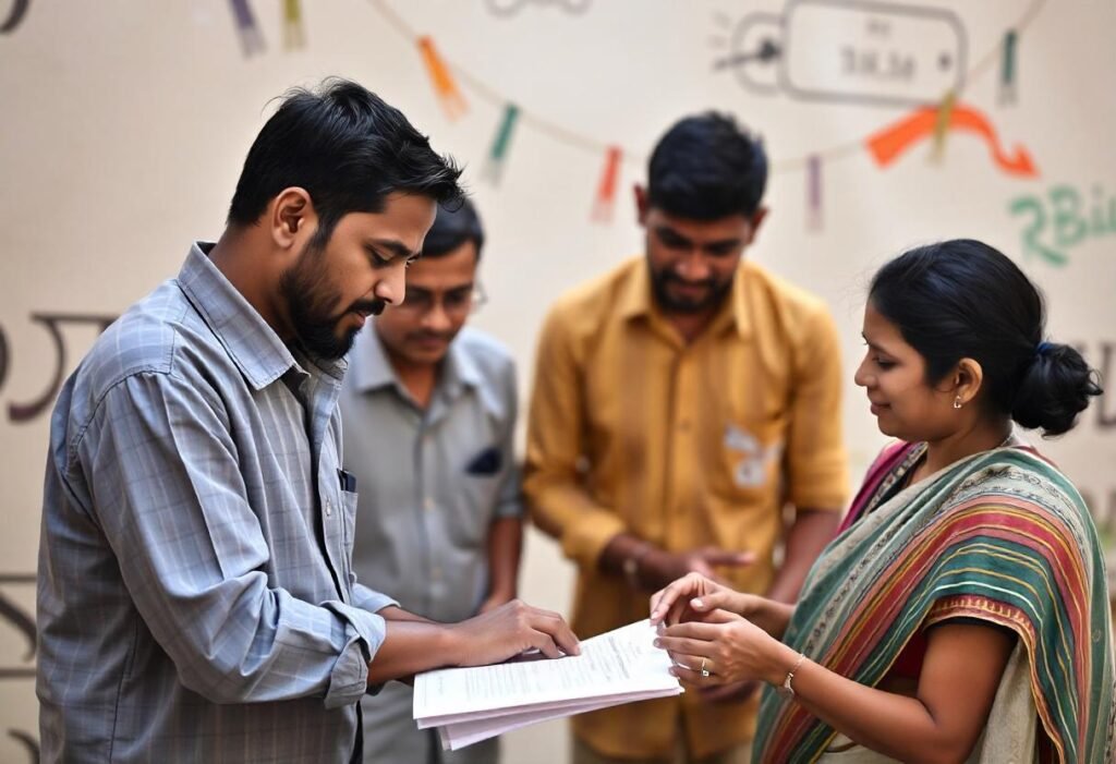 group of social workers looking at files