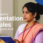 a social worker showing presentation module