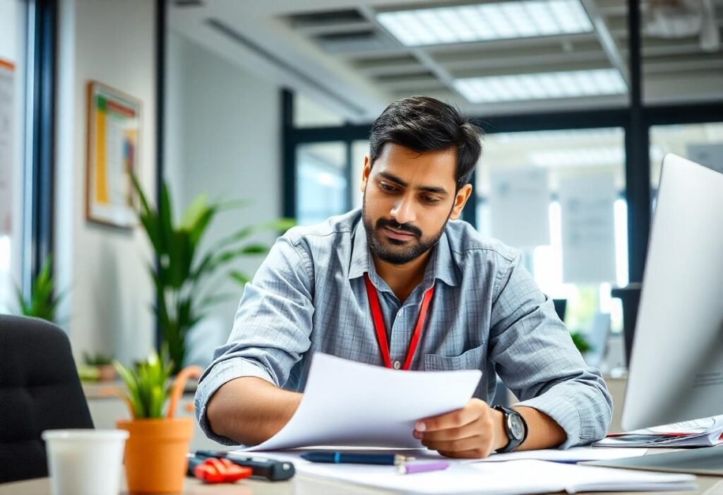 a person in office doing some paper work