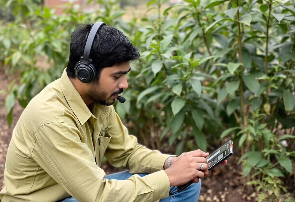 a person using a tab with headphones