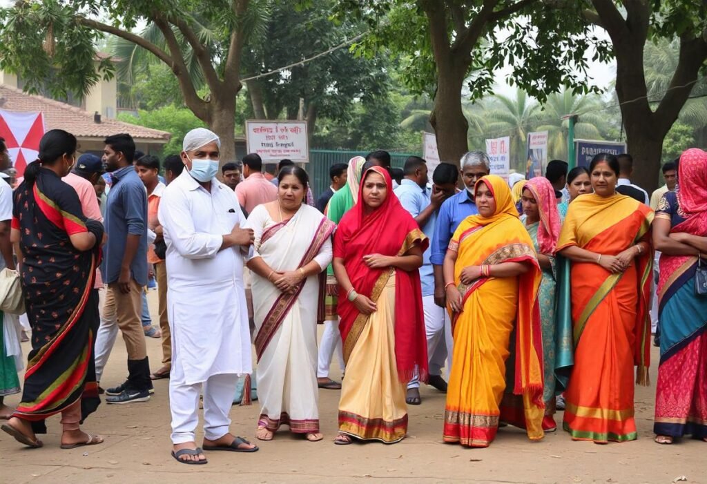 a group of people in an camp